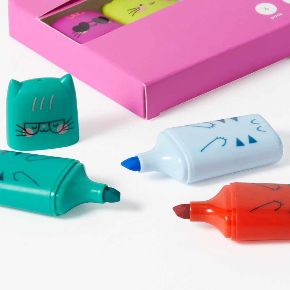 image 1 of Paperchase Terrazzo Cats Set of 6 Highlighters