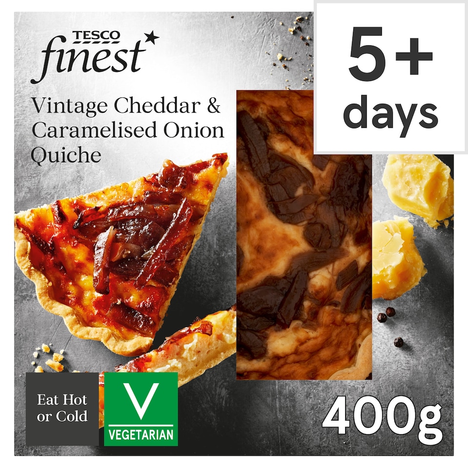 Tesco Finest Vintage Cheddar & Caramelised Onion Quiche 400g