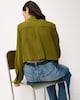 image 3 of F&F Textured Shoulder Pad Cropped Shirt in Green