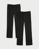 image 4 of F&F School Boys 2-Pack Regular Fit Longer Length Trousers in Black