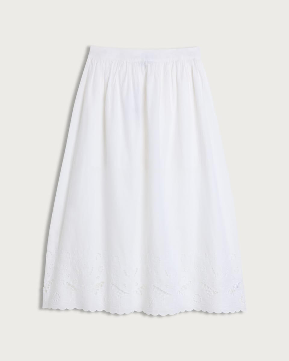 image 1 of F&F Pure Cotton Broderie Cut Out Midi Co-ord Skirt in White