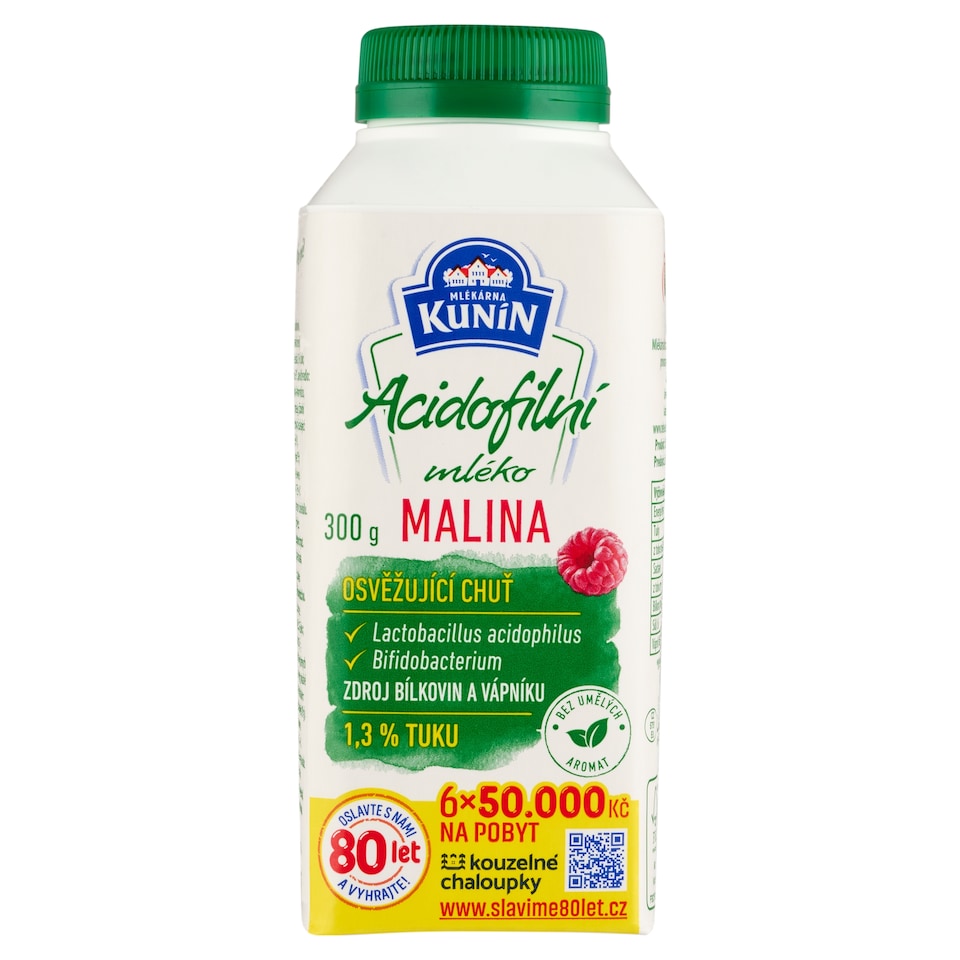 Obrázek 1 pro produkt Mlékárna Kunín Acidofilní mléko malina 300g
