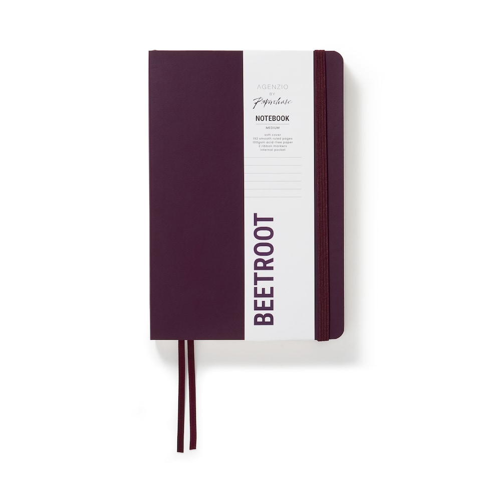 image 1 of Agenzio Soft Touch Medium Ruled Notebook Beetroot