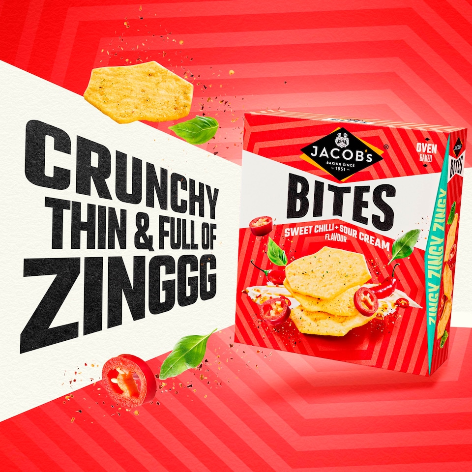 image 1 of Jacob's Bites Sweet Chilli & Sour Cream Crackers 125g