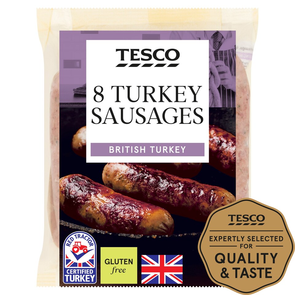 Tesco 8 Turkey Sausages 454G Tesco Groceries