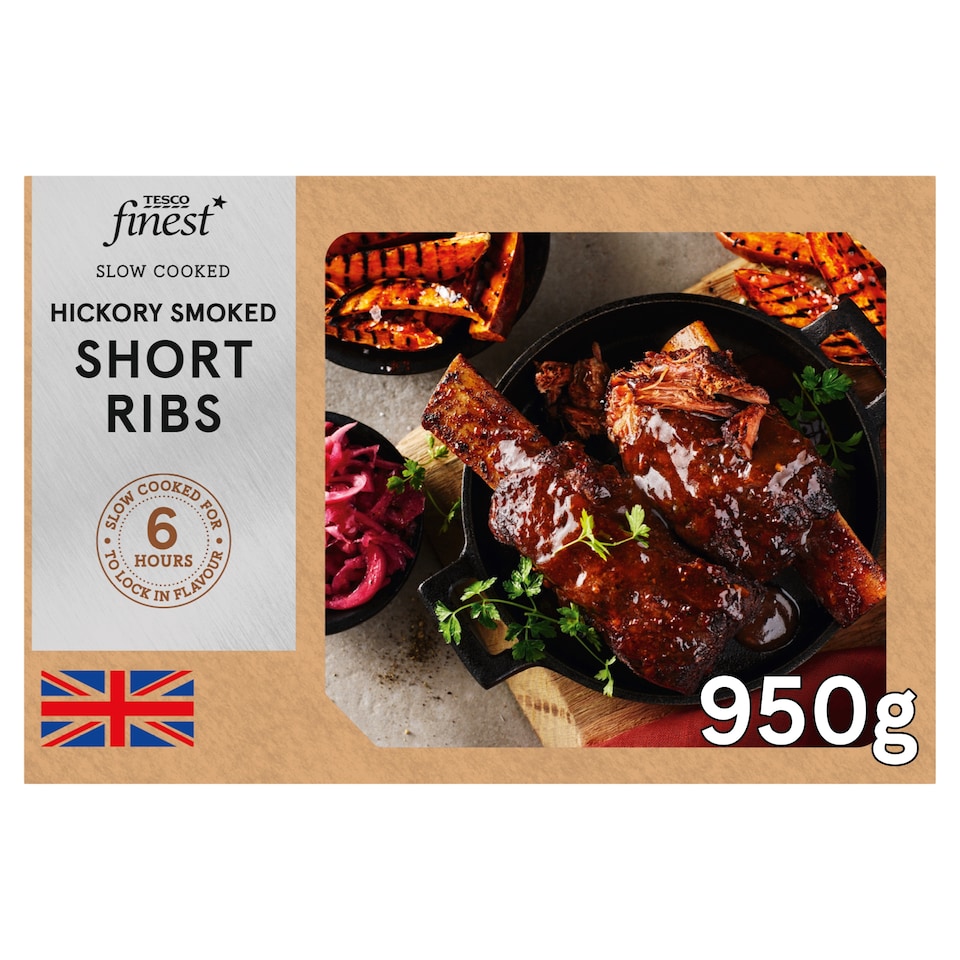 Tesco Finest 2 Hickory Smoked Beef Short Ribs with a Bourbon and Black Pepper Glaze 950g