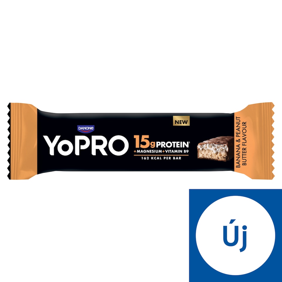 YoPro banán- és mogyoróvaj ízű fehérjeszelet tejcsokoládébevonattal 45 g