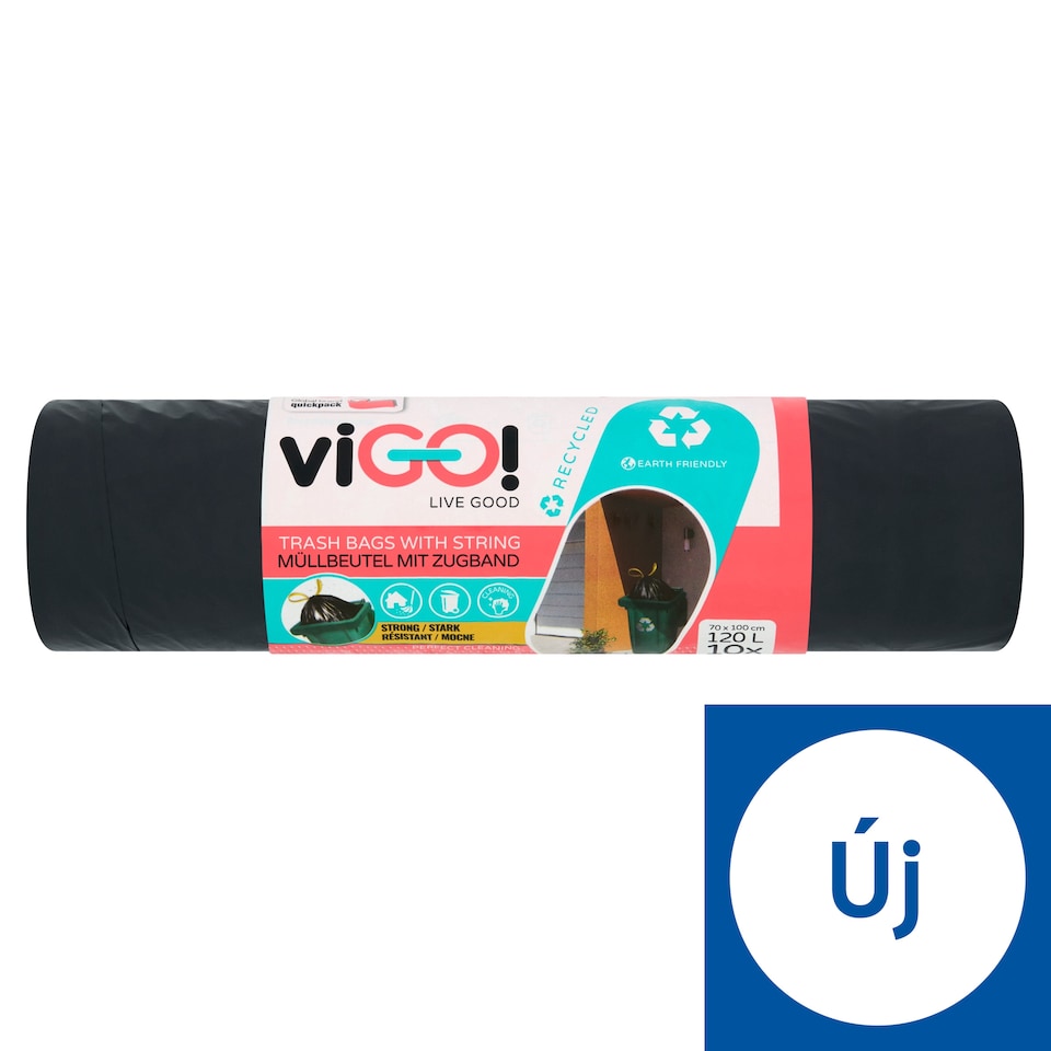 Quickpack viGO! szemeteszsák zárószalaggal 120 l 10 db