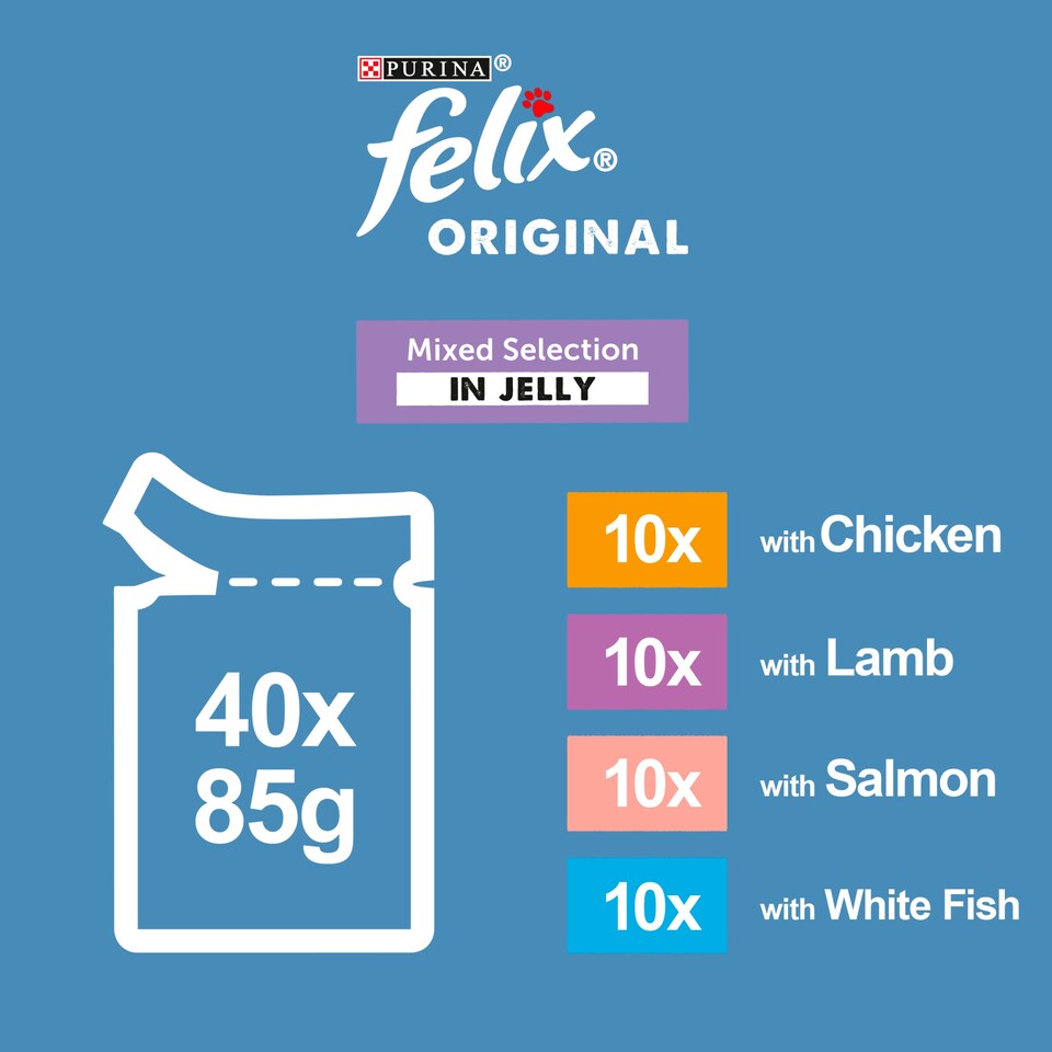 image 1 of FELIX Original Senior 7+ Fish Selection in Jelly Wet Cat Food 40x85g
