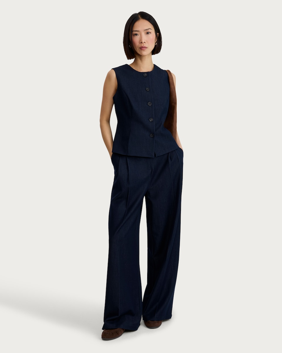 image 1 of F&F Tailored Button Up Fitted Co-ord Waistcoat in Blue