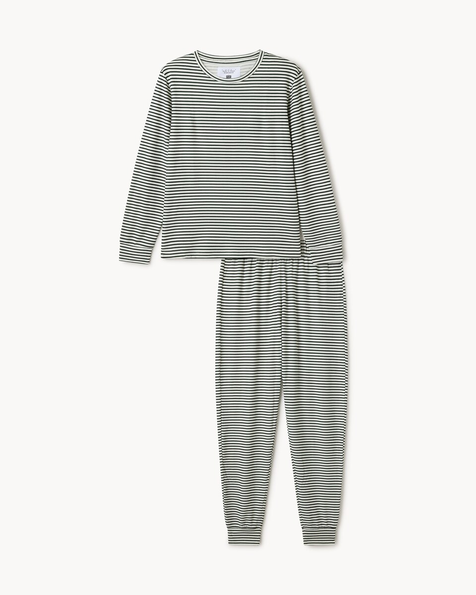 image 1 of F&F Striped Pyjama Set in Multi Green