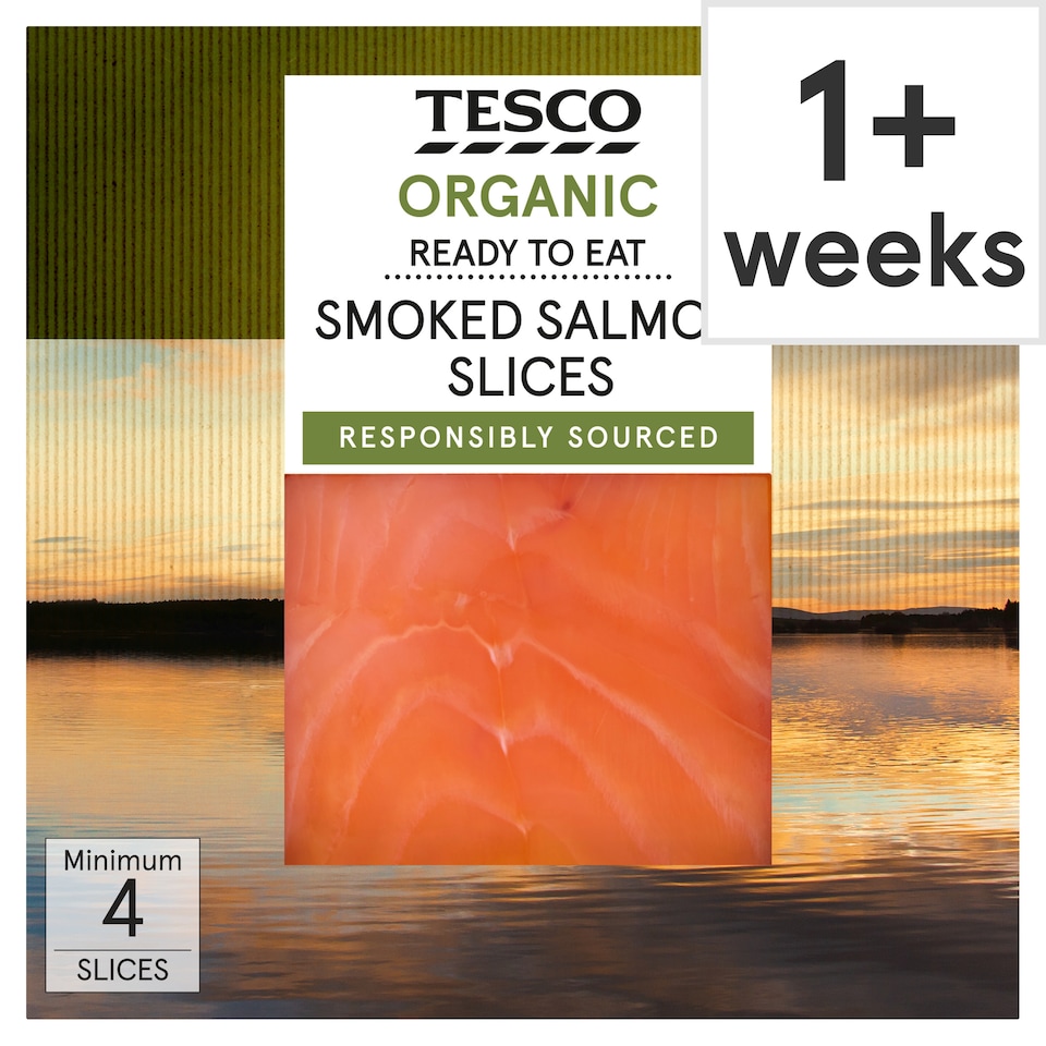Tesco Organic Smoked Salmon Slices 100g 