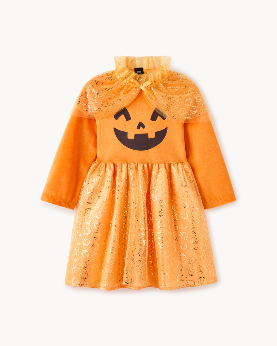image 1 of F&F Girls Pumpkin Face Halloween Costume in Orange