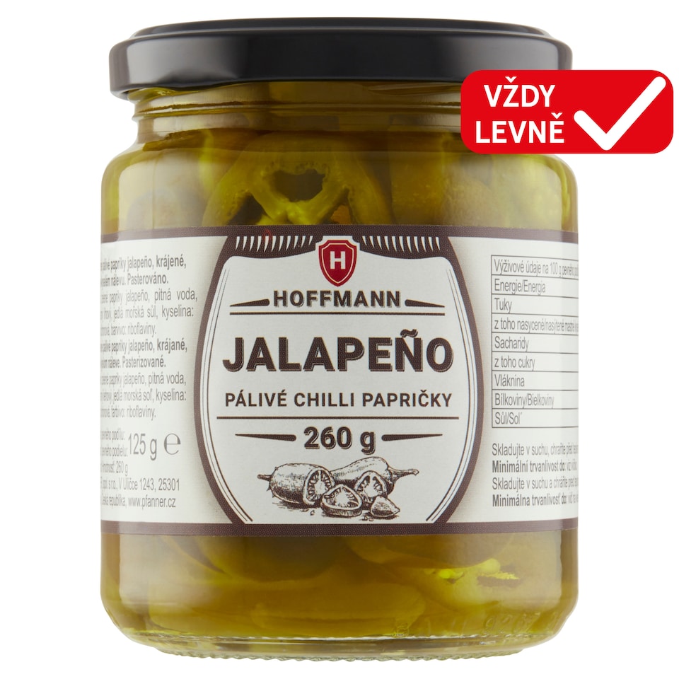 Obrázek 1 pro produkt Hoffmann Jalapeño pálivé chilli papričky 260g