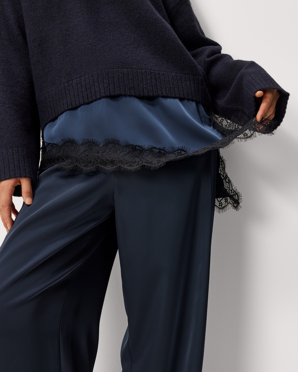 image 1 of F&F 2-In-1 Lace Detail Jumper in Navy