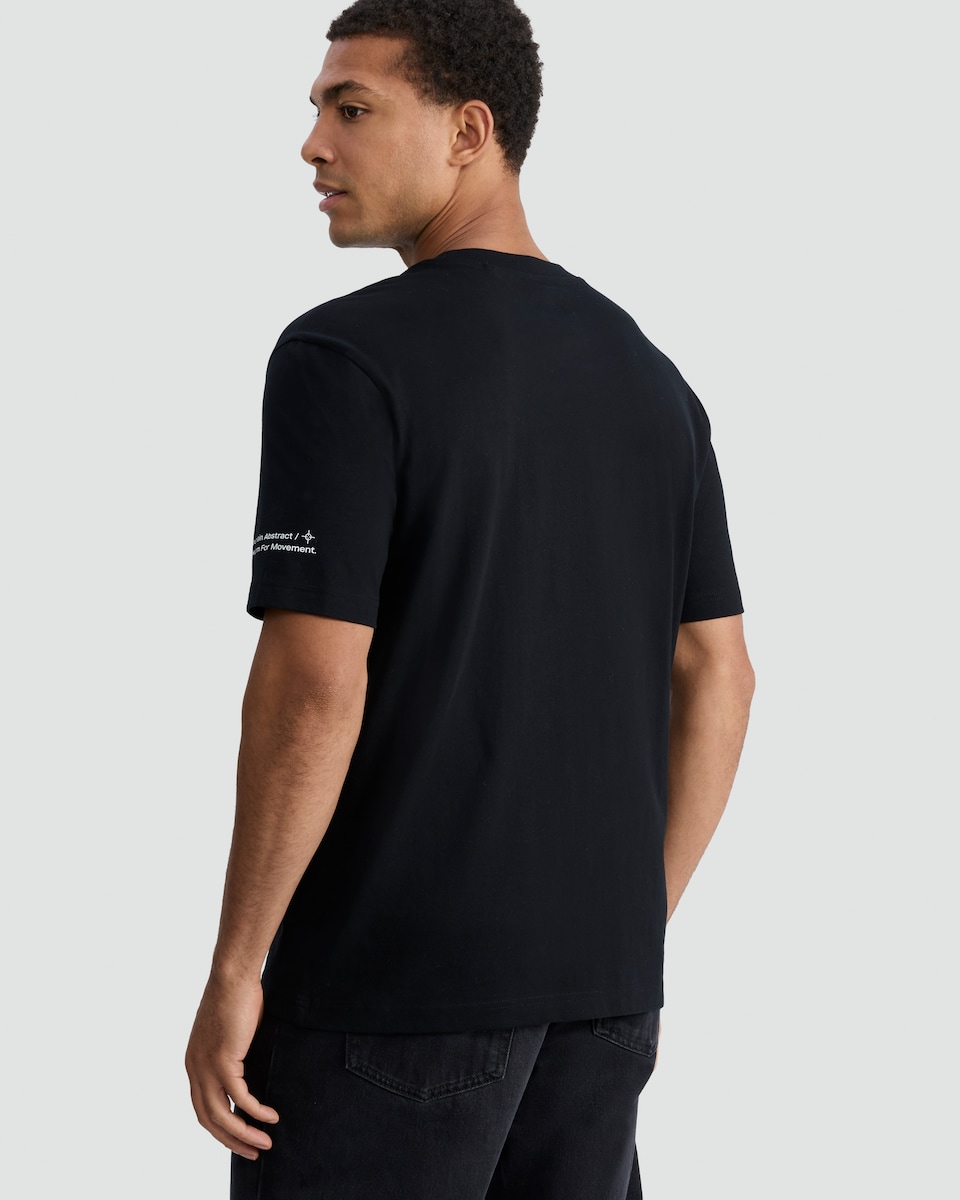 image 1 of 9 Peaks Mountain Print Pure Cotton T-Shirt in Black