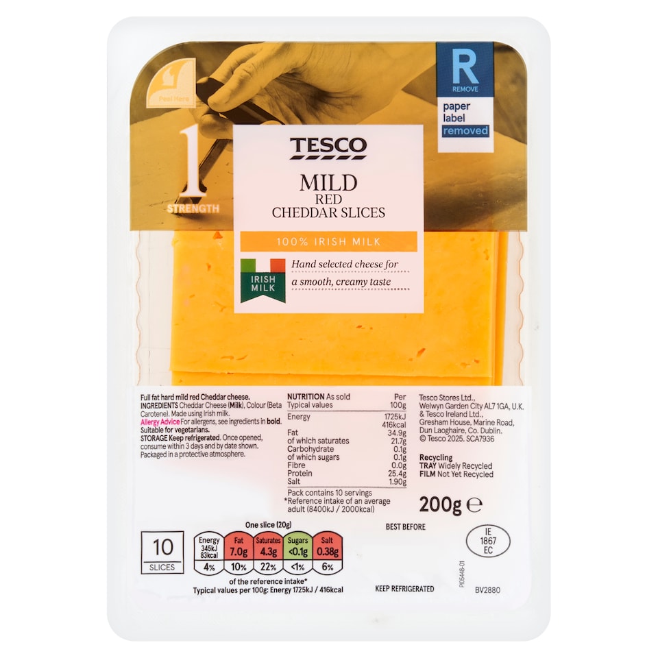 Irish Mild Red Sliced Cheddar 200G