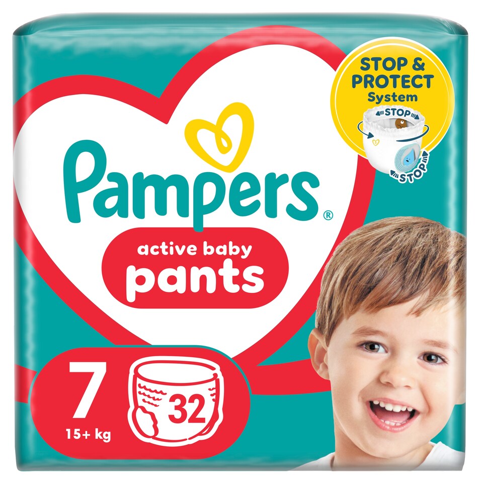 Pampers Active Baby Bugyipelenka, Méret 7, 32 Bugyipelenka, 15kg+ 1. kép