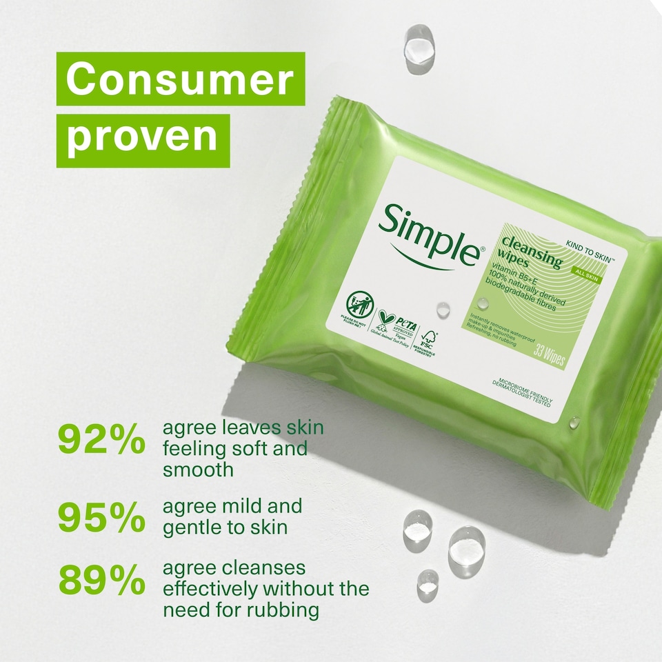 image 1 of Simple Biodegradable Cleansing Wipes 25Pack