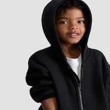 F&F Boys Borg Lined Zip Up Hoodie in Black