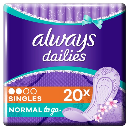 Always Dailies Folded & Wrapped Normal 20 Panty Liners Tesco Groceries
