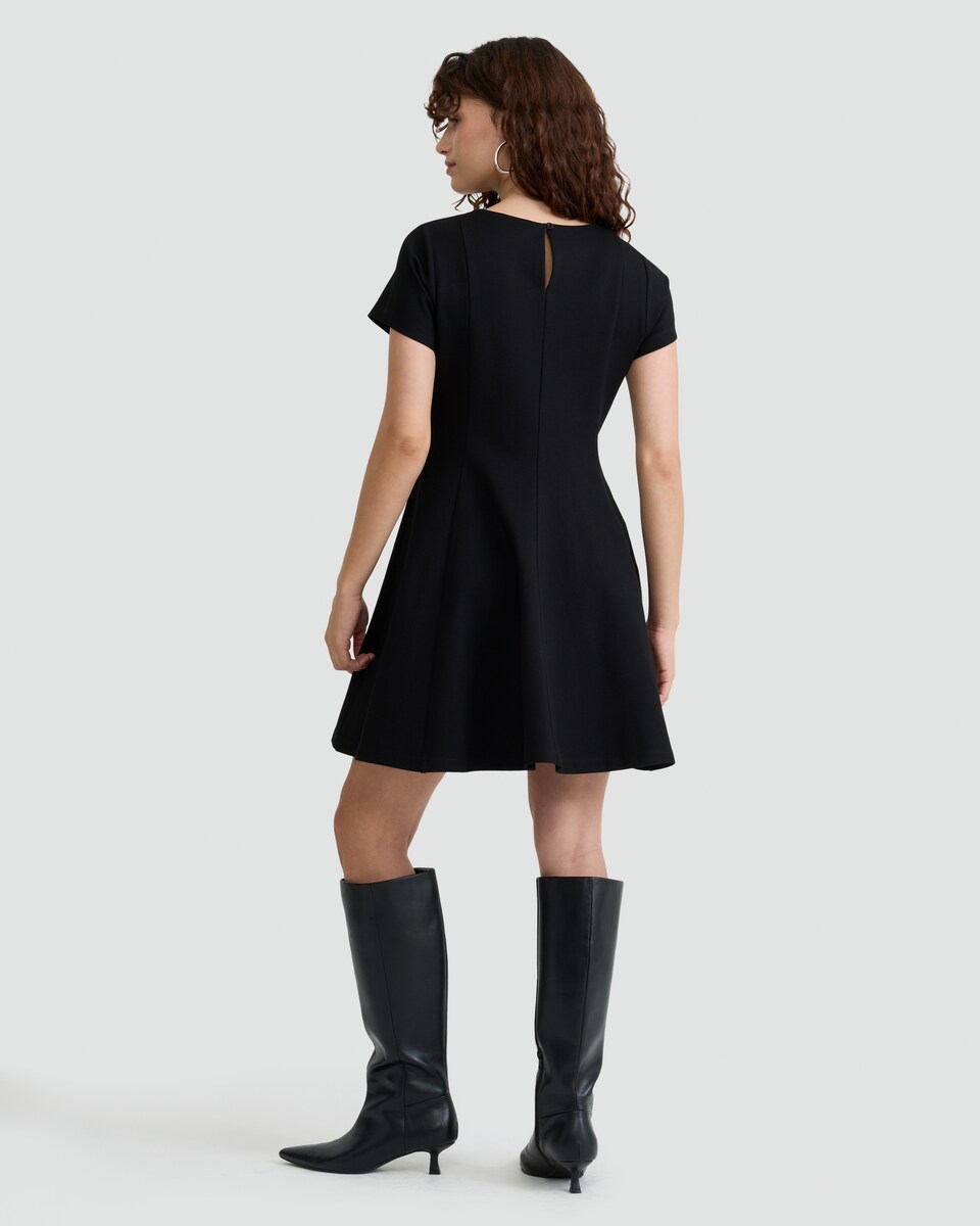 image 1 of The F&F Edit Diamanté Embellished Fit and Flare Dress in Black