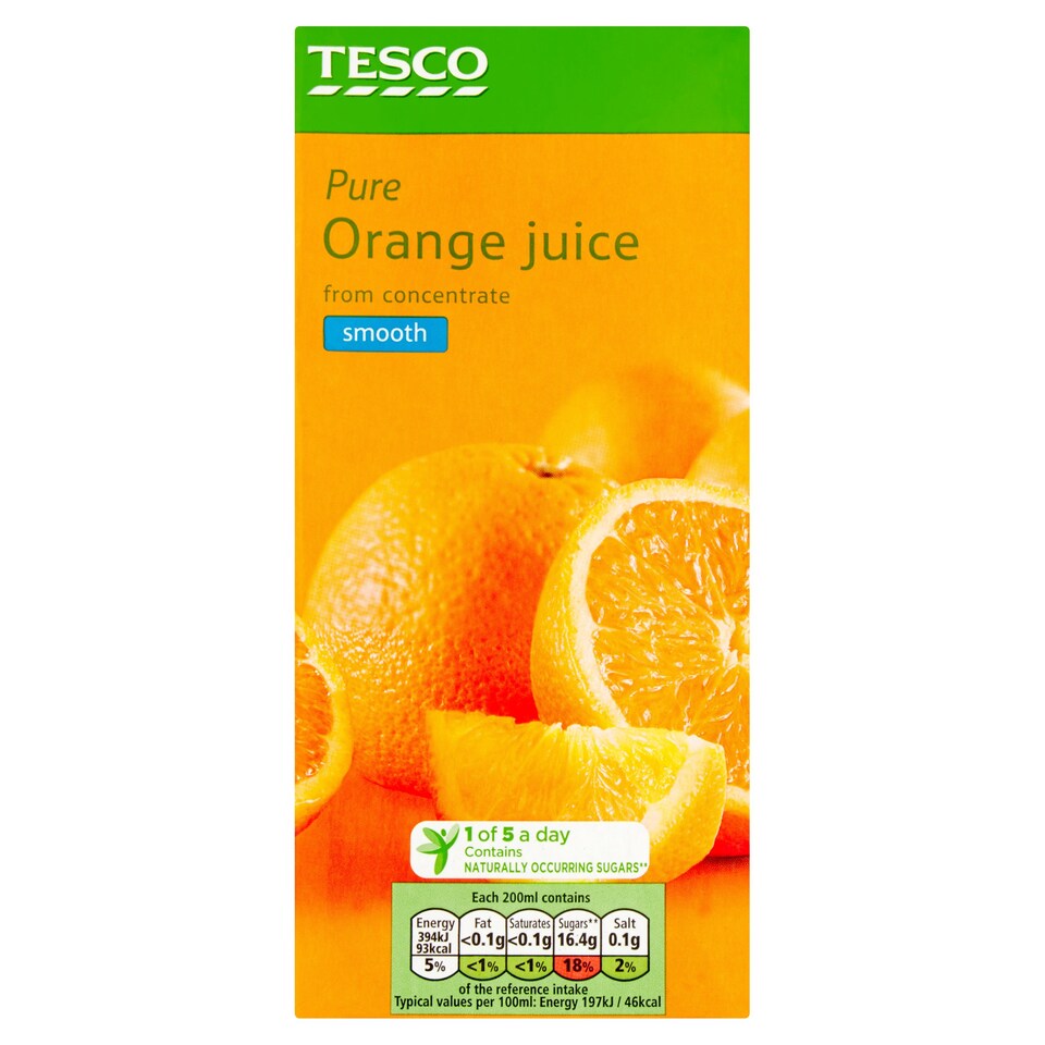 Tesco Pure Orange Juice Smooth 1 Litre