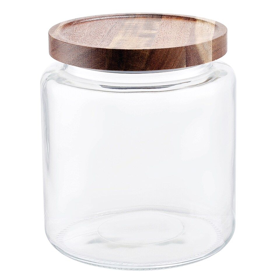Tesco Acacia Lid Glass Food Storage Jar 3L