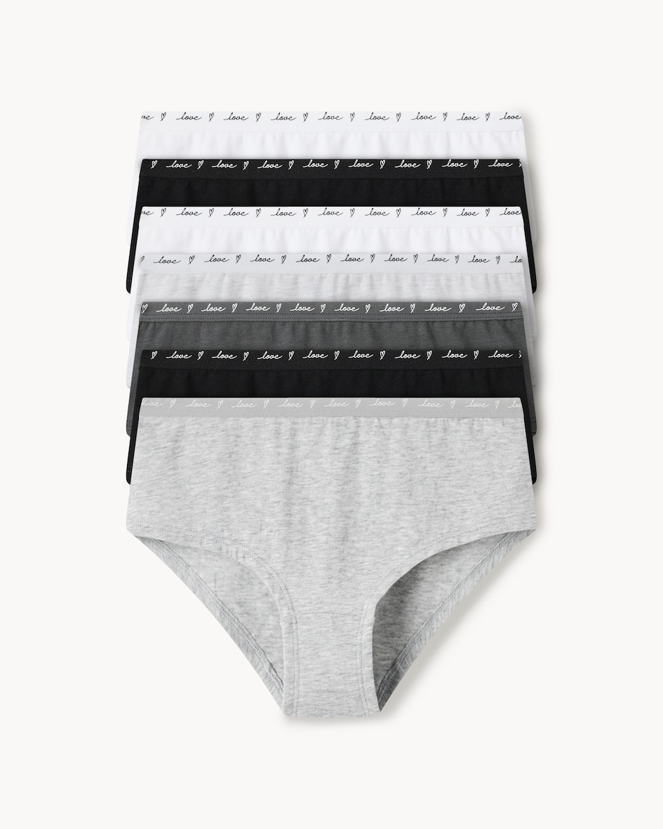 image 1 of F&F Girls 7-Pack Cotton Rich Love Shorts in Multi