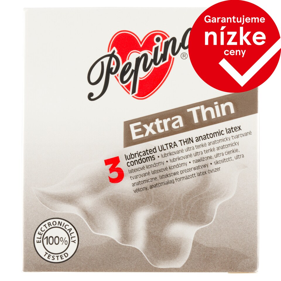 obrázok 1 z Pepino Extra Thin lubrikované ultra tenké anatomicky tvarované latexové kondómy 3 ks