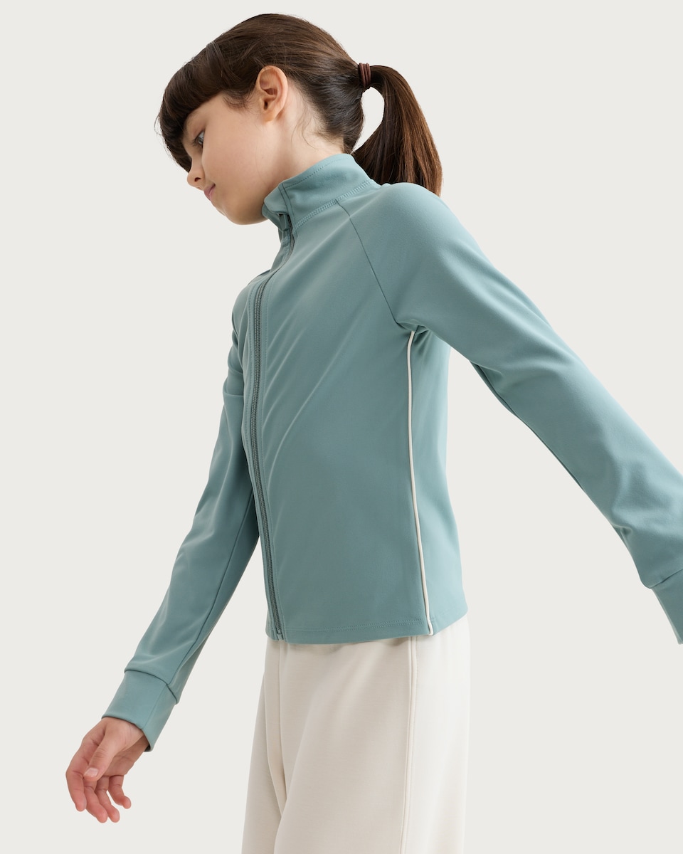 image 1 of F&F Active Girls ULTRAMOVE Zip Up Jacket in Green