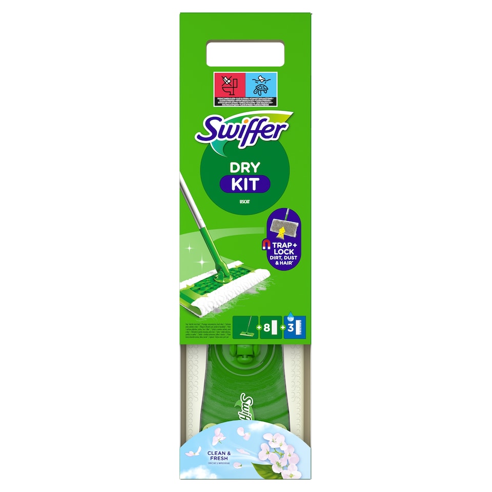Swiffer Sweeper Kezdőkészet: 1 db Felmosó, 8. db Száraz és 3. db Nedves Felmosókendő Utántöltő