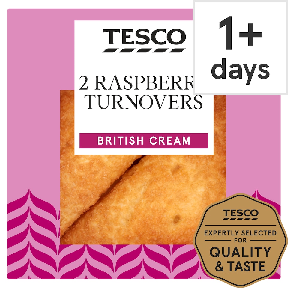 Tesco Fresh Cream Raspberry Turnover 2 Pack, 148 G
