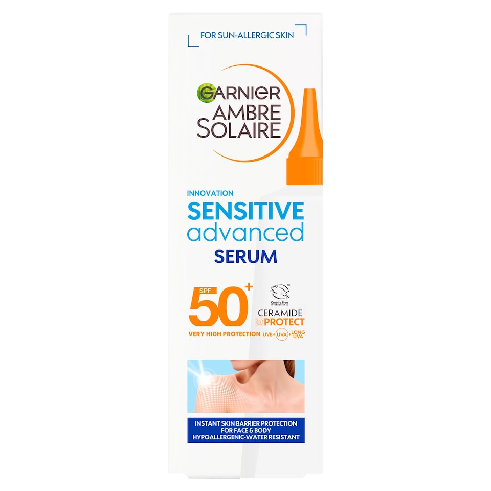 image 1 of Garnier Ambre Solaire Sensitive Advanced Serum Face & Body Spf 50 125Ml