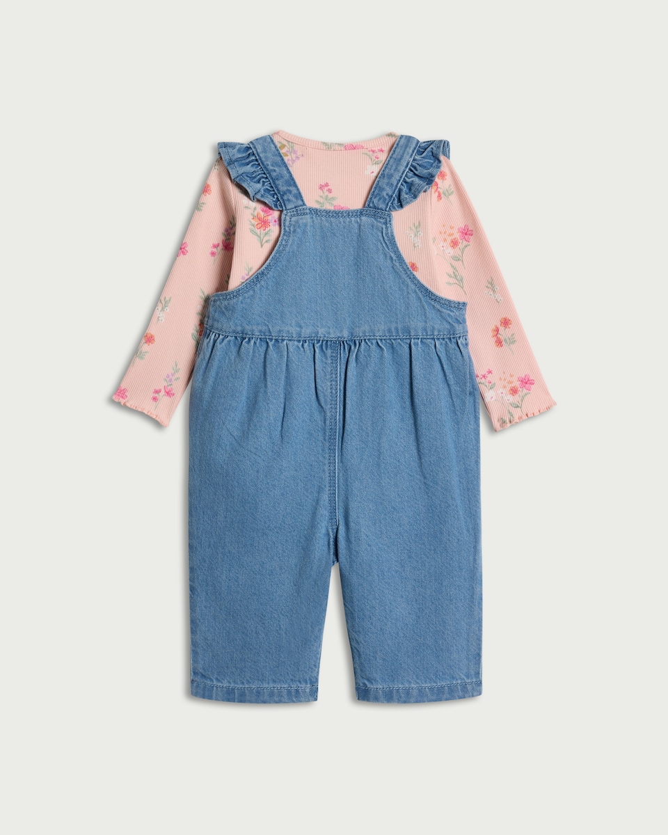 image 1 of F&F Baby 2-Piece Pure Cotton Floral Set in Blue