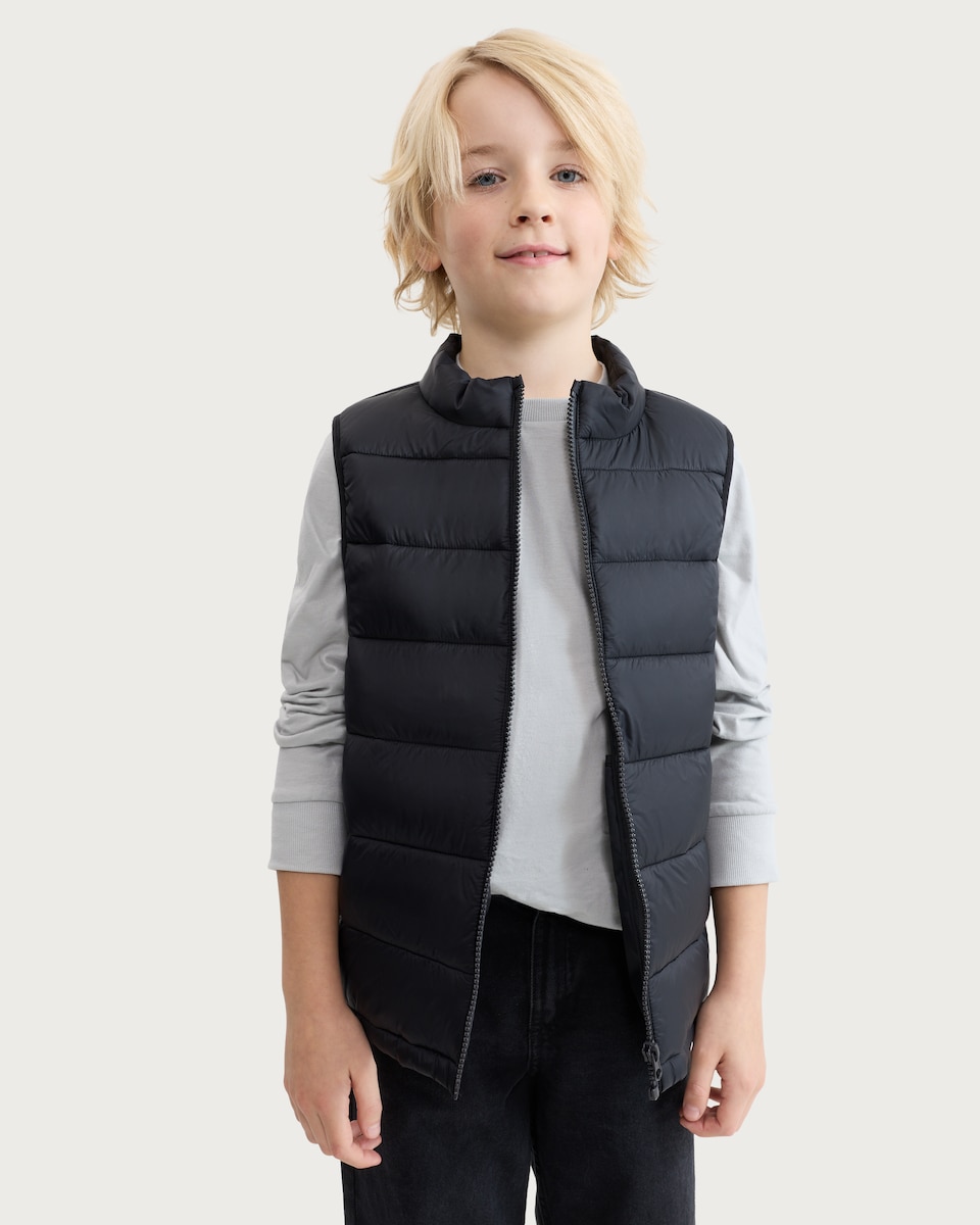 image 1 of F&F Boys 2-Piece Hooded Jacket and Padded Gilet Set in Grey