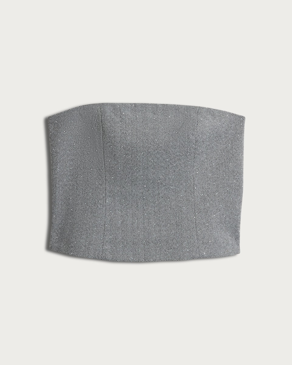 image 1 of F&F Herringbone Bandeau Co-ord Top in Grey