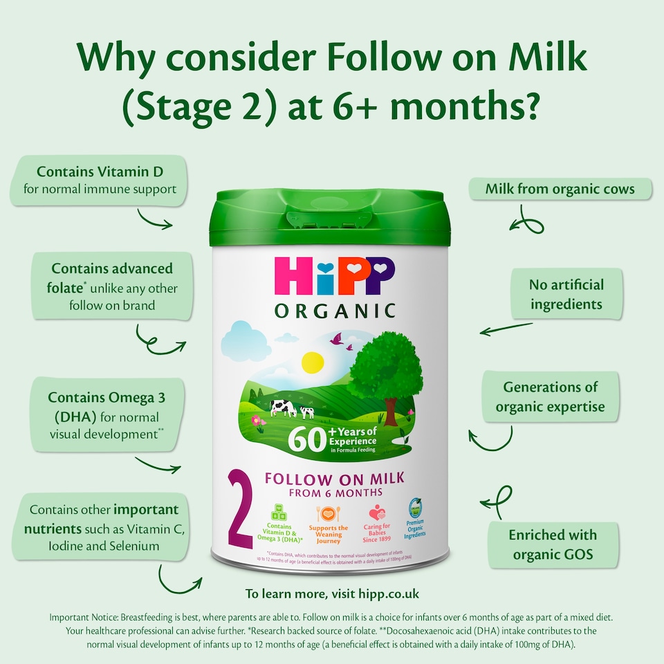image 1 of HiPP Organic 2 Follow on Baby Milk Powder Formula, From 6 Months, 800g