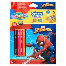 Colorino Kids Marvel Spider-Man Jumbo Colored Pencils 12 + 1 pcs