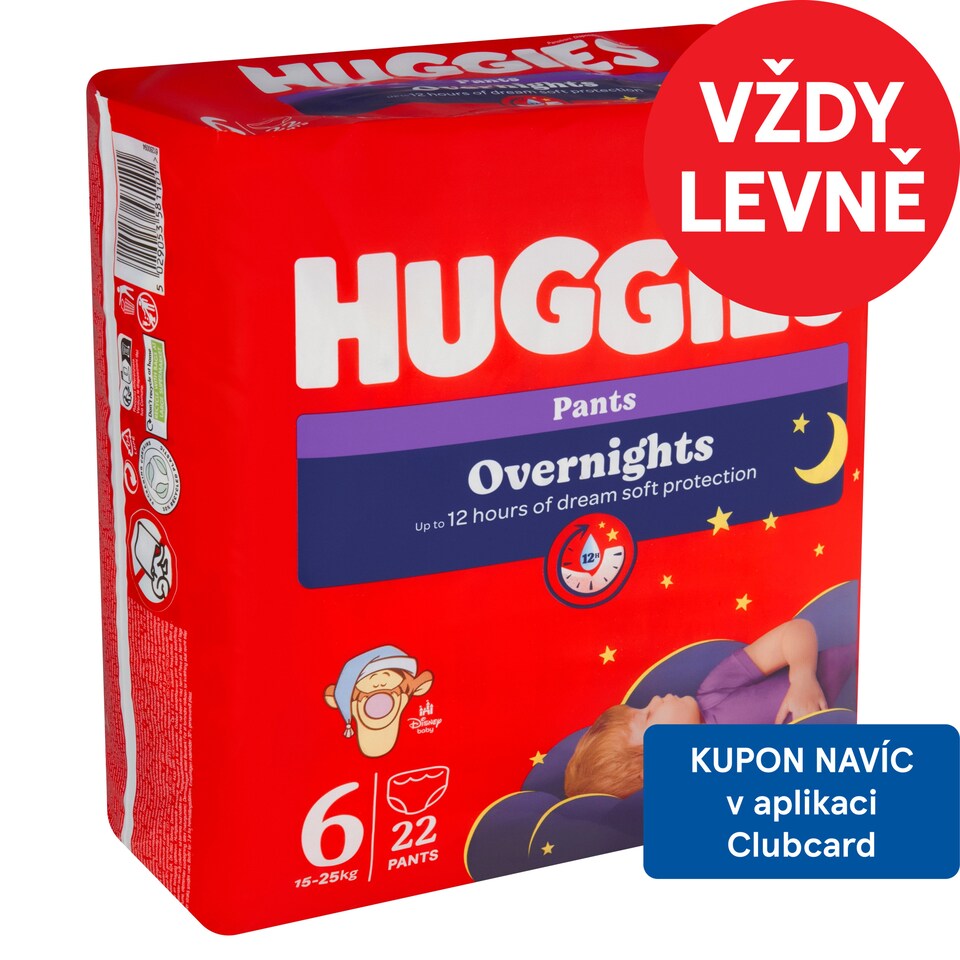 Huggies Dětské noční plenky velikost 6 pro děti 15-25kg 22 ks
