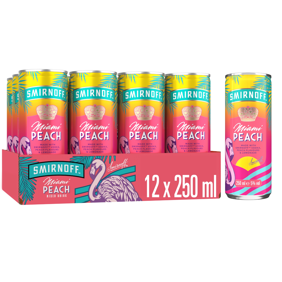 image 1 of Smirnoff  Vodka Miami Peach and Lemonade 250ml
