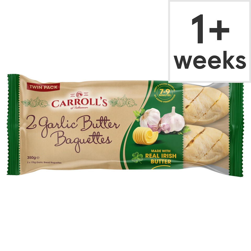 Carroll's 2 Garlic Butter Baguettes Twin Pack 350g