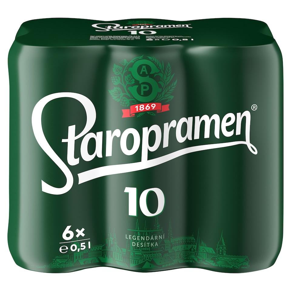 Obrázek 1 pro produkt Staropramen 10 pivo výčepní světlé 6 x 0,5l