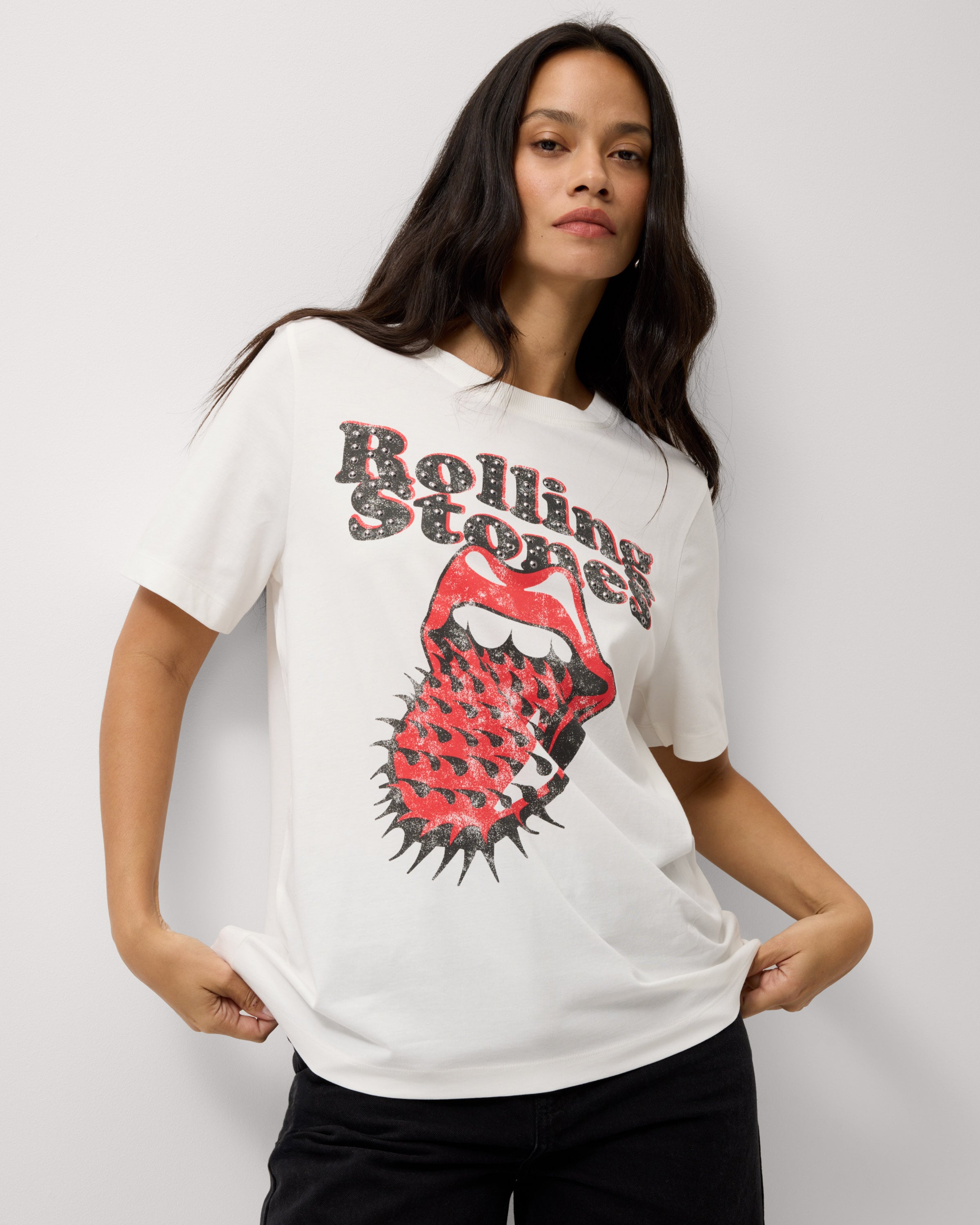 Rolling Stones Pure Cotton T-Shirt in Cream