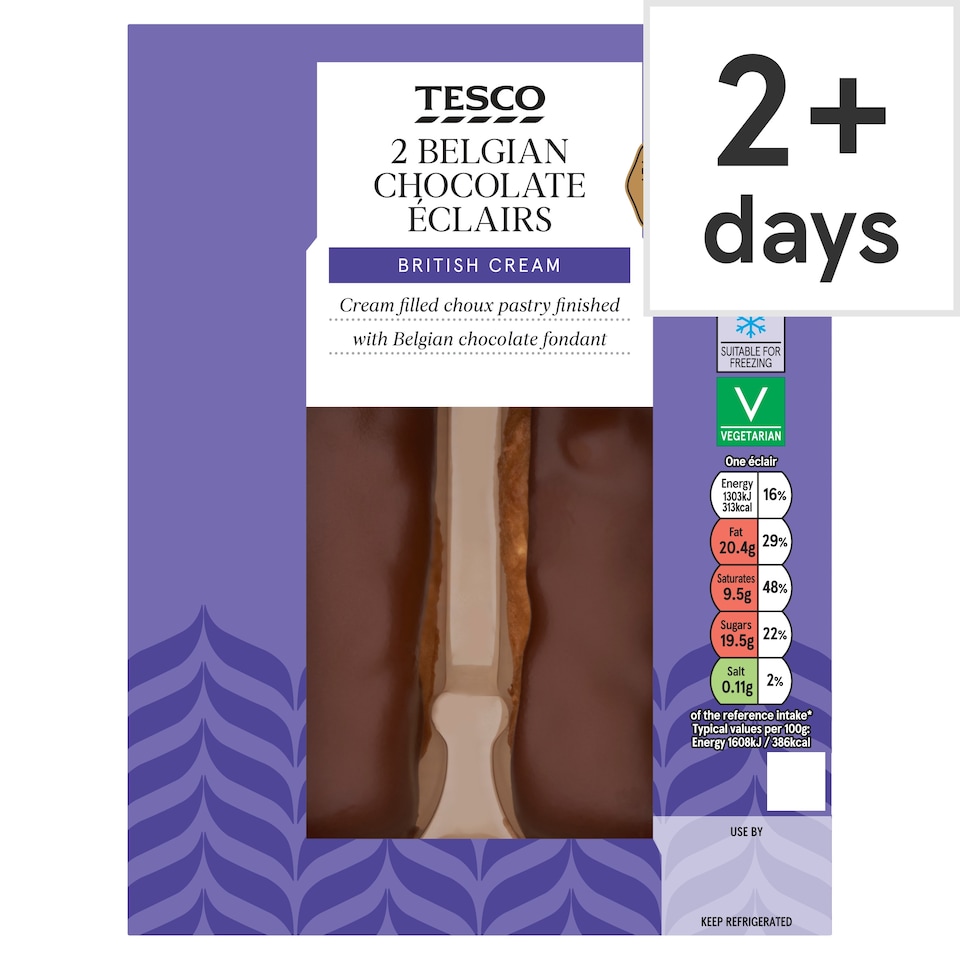 Tesco Belgian Chocolate Eclairs 2 Pack