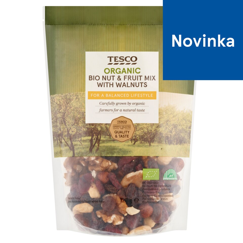 Tesco Organic Nut & Fruit Mix with Walnuts 125 g