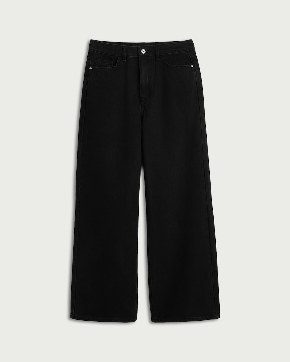 image 1 of F&F High Rise Wide Leg Jeans in Black