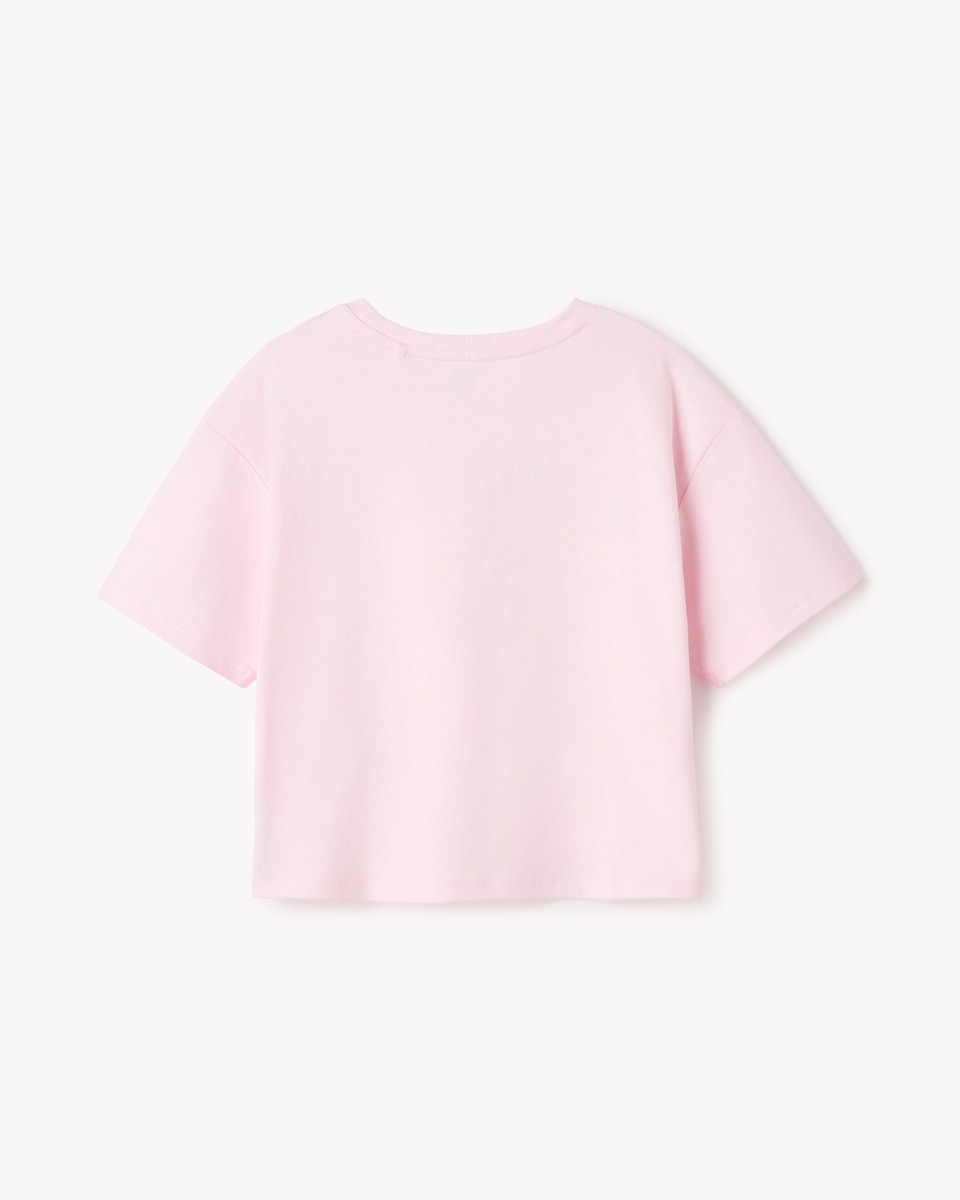 image 1 of F&F Girls Pure Cotton Slogan T-Shirt in Pink