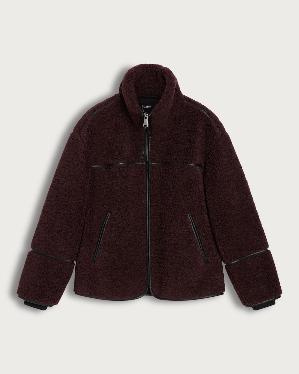 F&F Active Borg Funnel Neck Zip Through Jacket in Purple