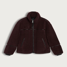 F&F Active Borg Funnel Neck Zip Through Jacket in Purple